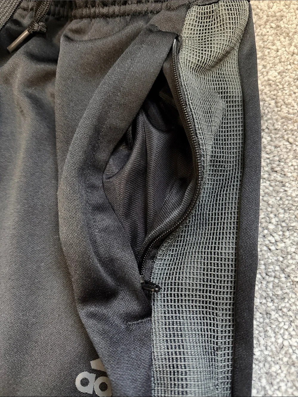 adidas Black Men's Jogger Soccer Sweatpants with Gray Side Stripes